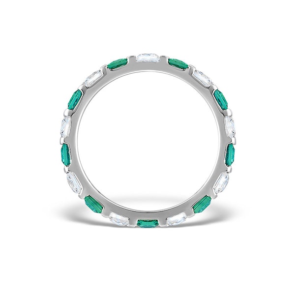 Emerald 0.60ct And H/SI Diamond Platinum Eternity Ring - Image 2