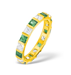 Olivia 18K Gold Emerald 1.20ct and H/SI 1CT Diamond Eternity Ring