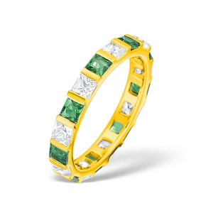 Olivia 18K Gold Emerald 1.20ct and H/SI 1CT Diamond Eternity Ring
