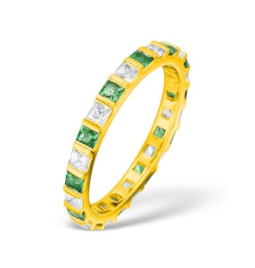 Olivia 18K Gold Emerald 0.60ct and H/SI 0.50CT Diamond Eternity Ring