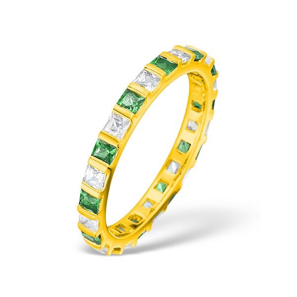 Olivia 18K Gold Emerald 0.60ct and G/VS 0.5CT Diamond Eternity Ring - Image 1