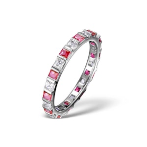 Ruby 0.65ct And H/SI Diamond 18KW Gold Eternity Ring