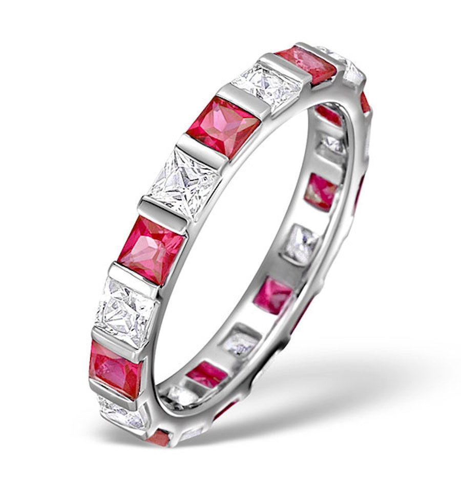 Ruby 1 25ct And G Vs Diamond Platinum Eternity Ring Item Hg42 422txus