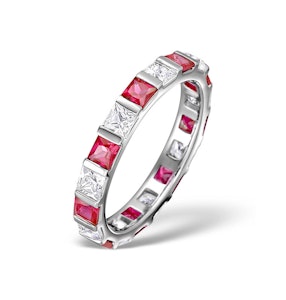 Ruby 1.25ct And H/SI Diamond 18KW Gold Eternity Ring