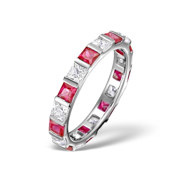Ruby 1.25ct And G/VS Diamond Platinum Eternity Ring - Image 1