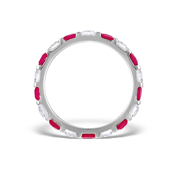 Ruby 1.25ct And H/SI Diamond 18KW Gold Eternity Ring - Image 2
