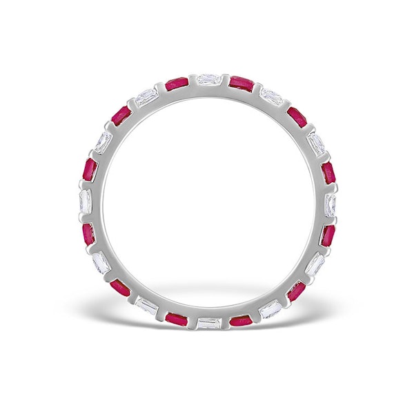 Ruby 0.65ct And H/SI Diamond 18KW Gold Eternity Ring - Image 2