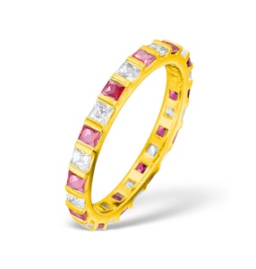 Olivia 18K Gold Ruby 0.65ct and H/SI 0.5CT Diamond Eternity Ring