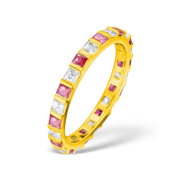 Olivia 18K Gold Ruby 0.65ct and G/VS 0.5CT Diamond Eternity Ring - Image 1