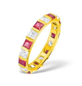 Olivia 18K Gold Ruby 1.25ct and H/SI 1CT Diamond Eternity Ring