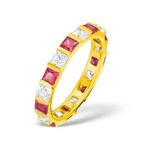 Olivia 18K Gold Ruby 1.25ct and G/VS 1CT Diamond Eternity Ring