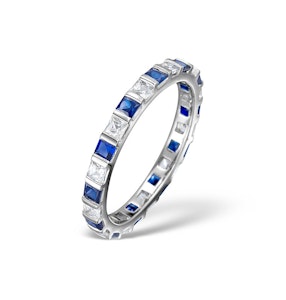 Sapphire 0.70ct And Diamond 18K White Gold Eternity Ring HG42-322UXUY