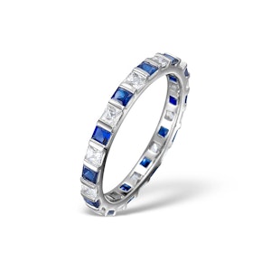 Sapphire 0.70ct And Diamond Platinum Eternity Ring