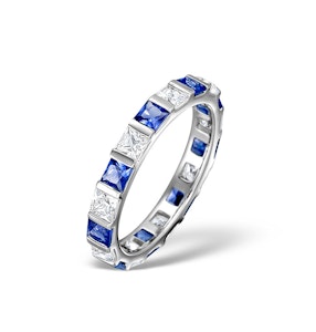 Sapphire 1.30ct And Diamond 18K White Gold Eternity Ring HG42-422UJUY