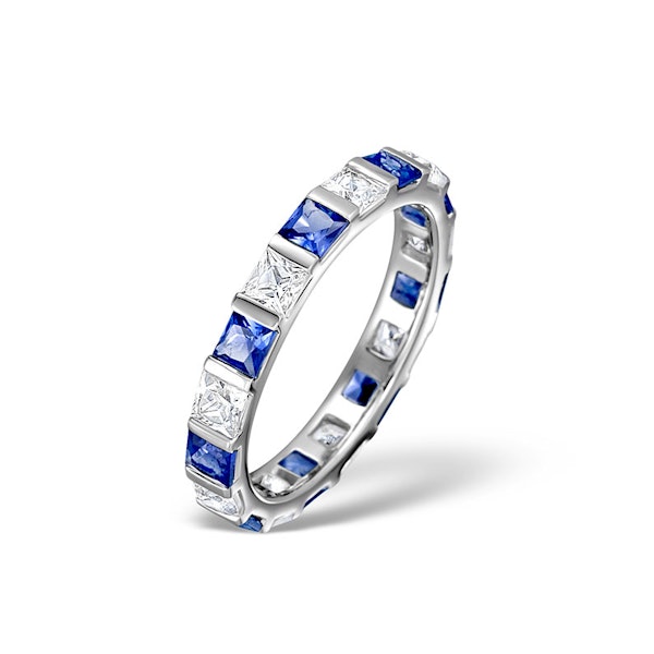 Sapphire 1.30ct And Diamond 18K White Gold Eternity Ring HG42-422UJUY - Image 1