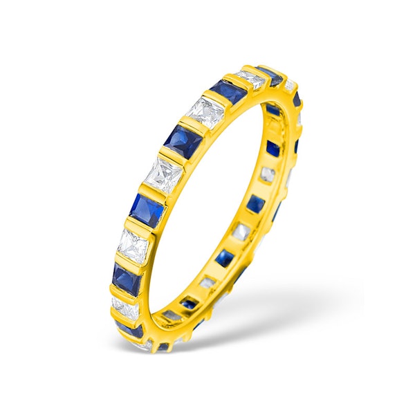 Olivia 18K Gold Sapphire 0.70ct and H/SI 0.50CT Diamond Eternity Ring - Image 1