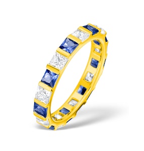 Olivia 18K Gold Sapphire 1.30ct and H/SI 1CT Diamond Eternity Ring