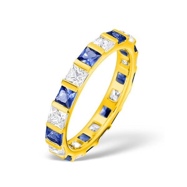 Olivia 18K Gold Sapphire 1.30ct and H/SI 1CT Diamond Eternity Ring - Image 1