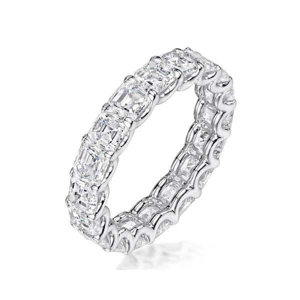 Elisa Diamond Eternity Ring Asscher Cut 3.2ct VVs Platinum Size H-I - Image 1