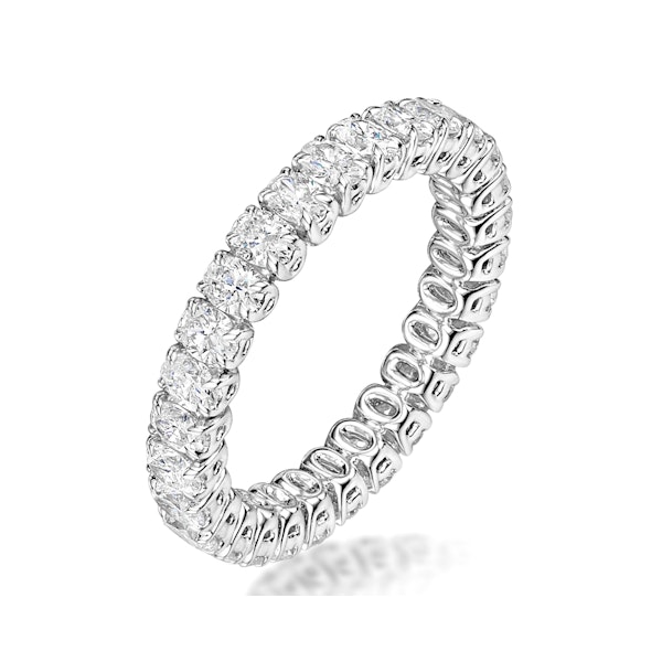 Sienna Diamond Eternity Ring Oval Cut 3.41ct VVs Platinum Size O-W - Image 1
