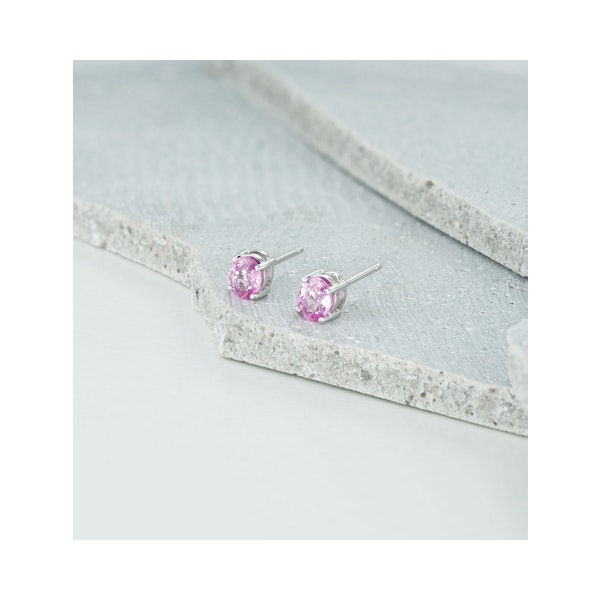 Pink Sapphire 0.45ct 9K White Gold Earrings - Image 5