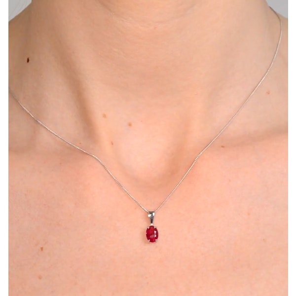 Ruby 7 x 5mm 18K White Gold Pendant Necklace - Image 3