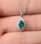 Emerald 0.80CT And Diamond 18K White Gold Pendant Necklace - image 3