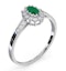 Emerald 5 x 3mm And Diamond 18K White Gold Ring - image 4