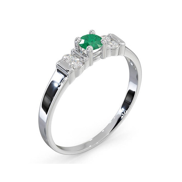 Emerald 3.75mm And Diamond 9K White Gold Ring SIZE L - Image 3