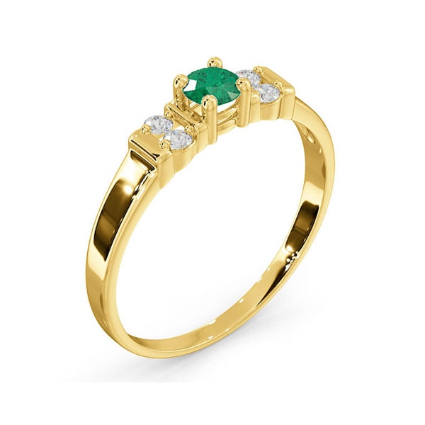 Emerald 3.75mm And Diamond 9K Gold Ring - Image 3