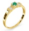 Emerald 3.75mm And Diamond 9K Gold Ring - image 3