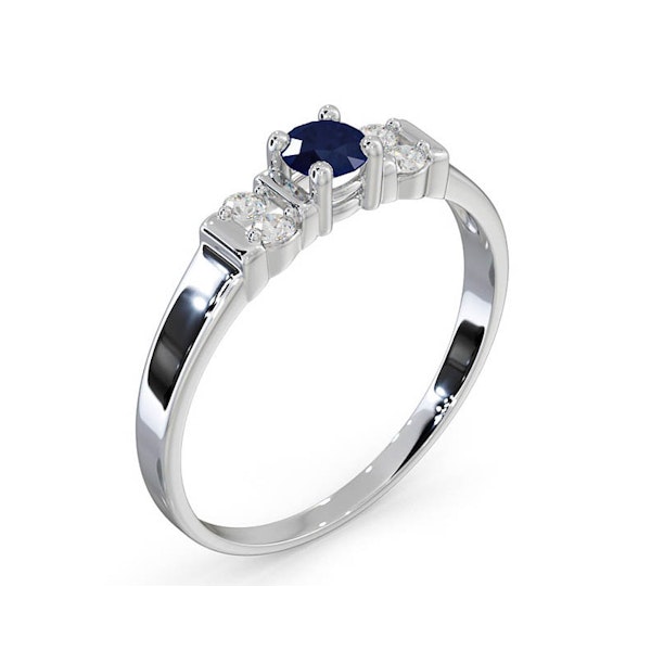 Sapphire 3.75mm And Diamond 9K White Gold Ring - Image 3