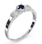 Sapphire 3.75mm And Diamond 9K White Gold Ring - image 3