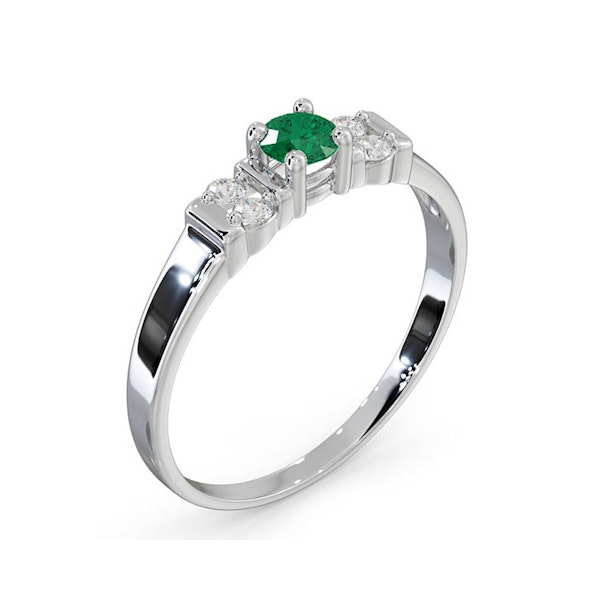 Emerald 3.75mm And Diamond 18K White Gold Ring SIZES AVAILABLE K Q - Image 3