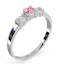 18K White Gold Diamond and Pink Sapphire Ring 0.10ct - image 3