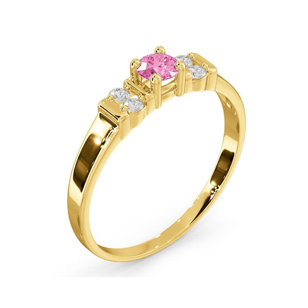 18K Gold Diamond and Pink Sapphire Ring 0.10ct - Image 2