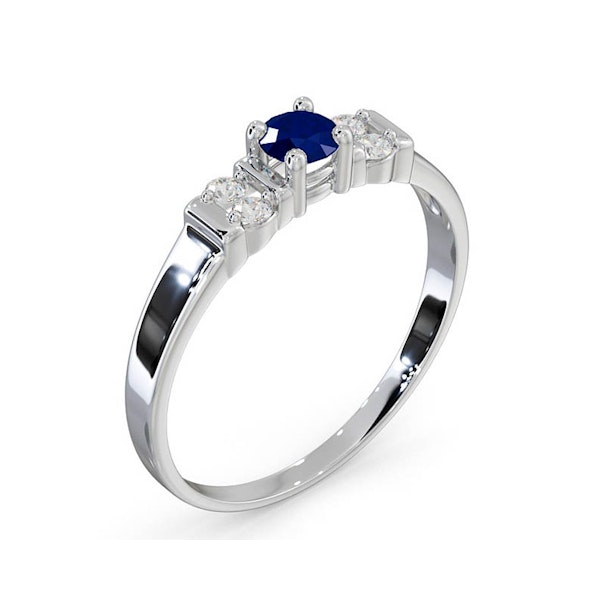 Sapphire 3.75mm And Diamond 18K White Gold Ring SIZE L - Image 3