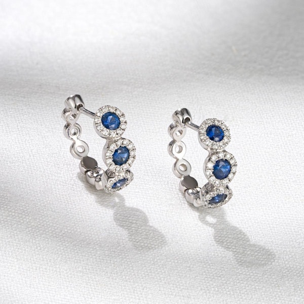 Sapphire and Diamond Earrings 18K White Gold - Asteria Collection - Image 5