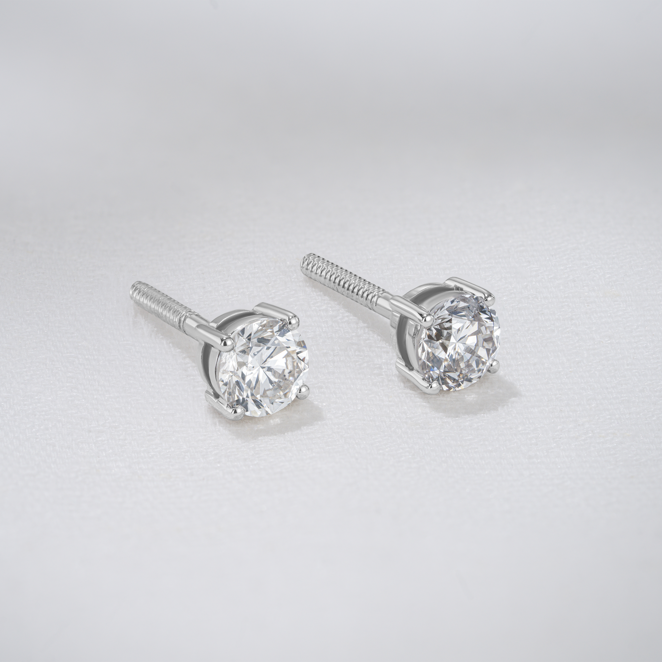 18k Real store white gold diamond earrings .