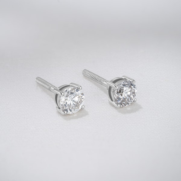 Diamond Earrings 1.00CT Studs Premium Quality in 18K White Gold 5.1mm - Image 7