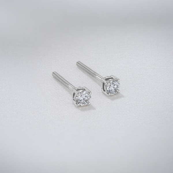 Diamond Earrings 0.20CT Studs Premium Quality in 18K White Gold - 3mm - Image 5