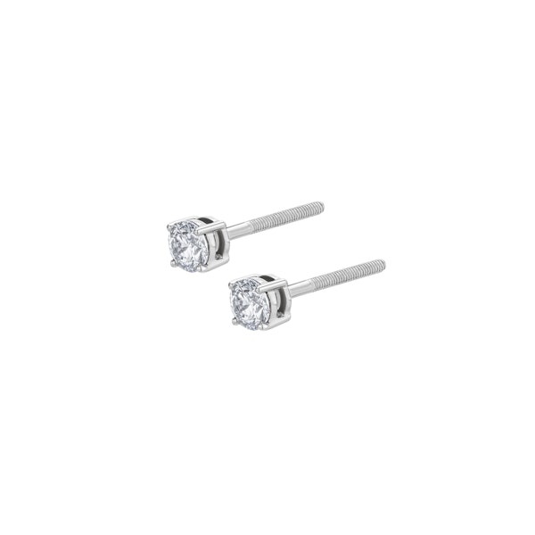 Diamond Earrings 0.50CT Studs Premium Quality in 18K White Gold 4.1mm - Image 3