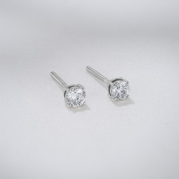 Diamond Earrings 0.50CT Studs Premium Quality in 18K White Gold 4.1mm - Image 5