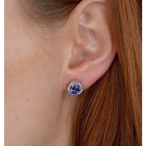 Tanzanite 7 x 5mm And Diamond 18K White Gold Earrings - Image 3