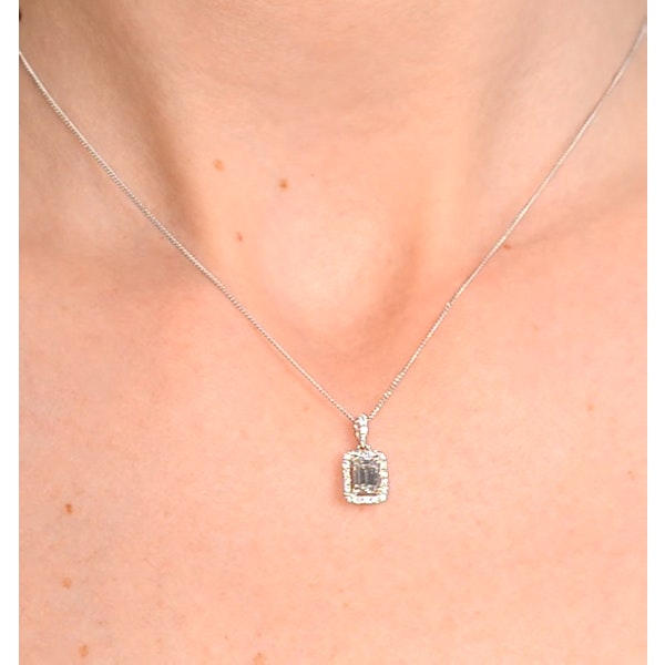 Ella 18K White Gold Diamond Emerald Cut Pendant 0.70ct H/SI - Image 4