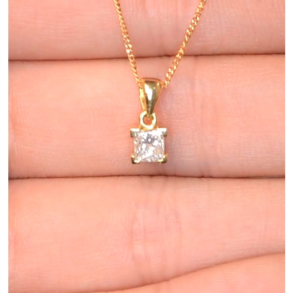 18K Gold Princess Cut Diamond Pendant Necklace 0.33CT H/SI - Image 3