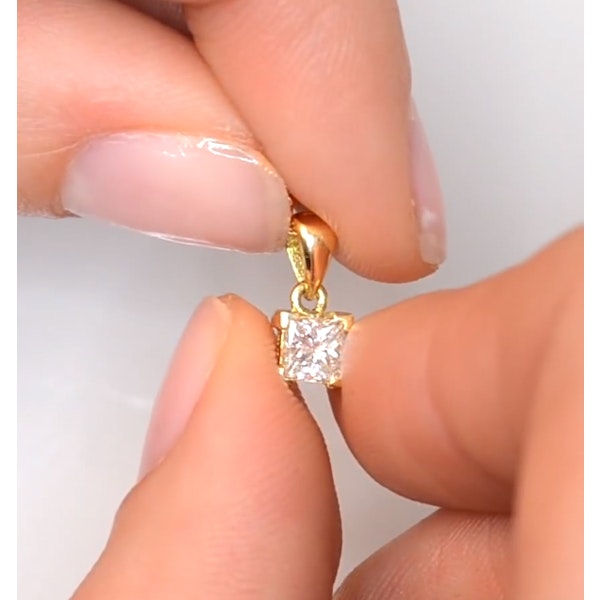 18K Gold Princess Cut Diamond Pendant Necklace 0.33CT H/SI - Image 4