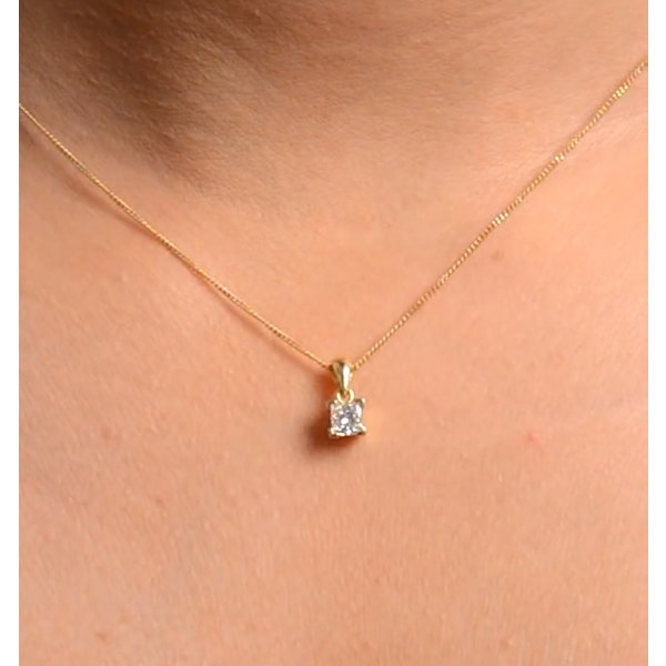 18K Gold Princess Cut Diamond Pendant Necklace 0.33CT H/SI - Image 2