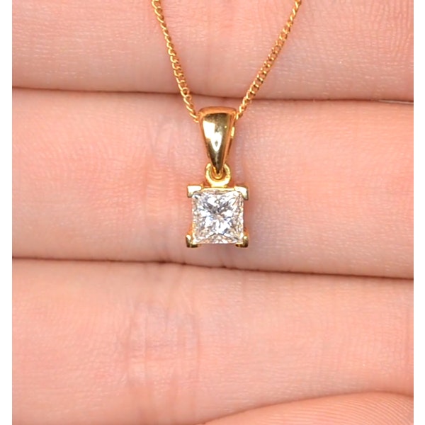 18K Gold Princess Cut Diamond Pendant Necklace 0.50CT H/SI - Image 3