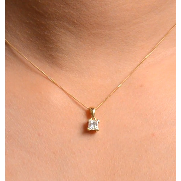 18K Gold Princess Cut Diamond Pendant Necklace 0.50CT H/SI - Image 2